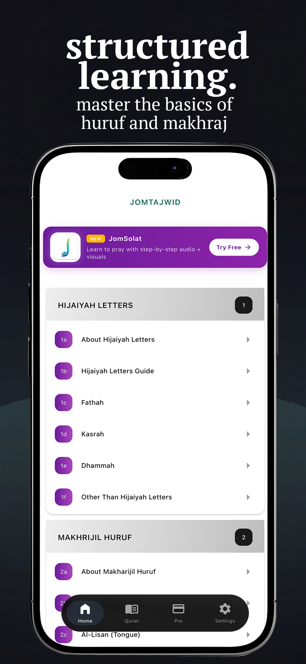 JomTajwid App Interface - English 1